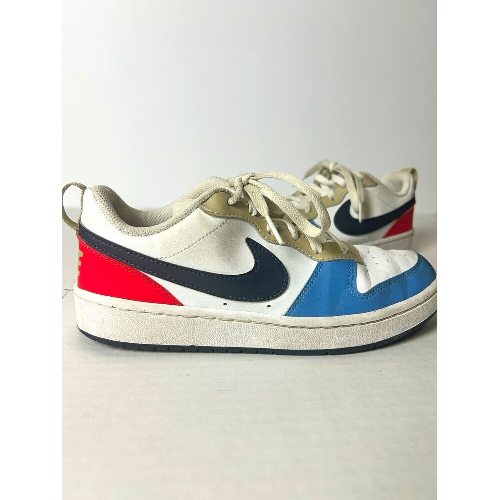 Nike Court Borough Low 2 Kids Leather Sneaker White/Blue/Red Navy US 6Y